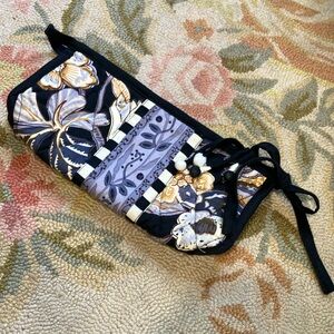 Mackenzie-Childs Floral Quilted Clutch with Ribbon Detail